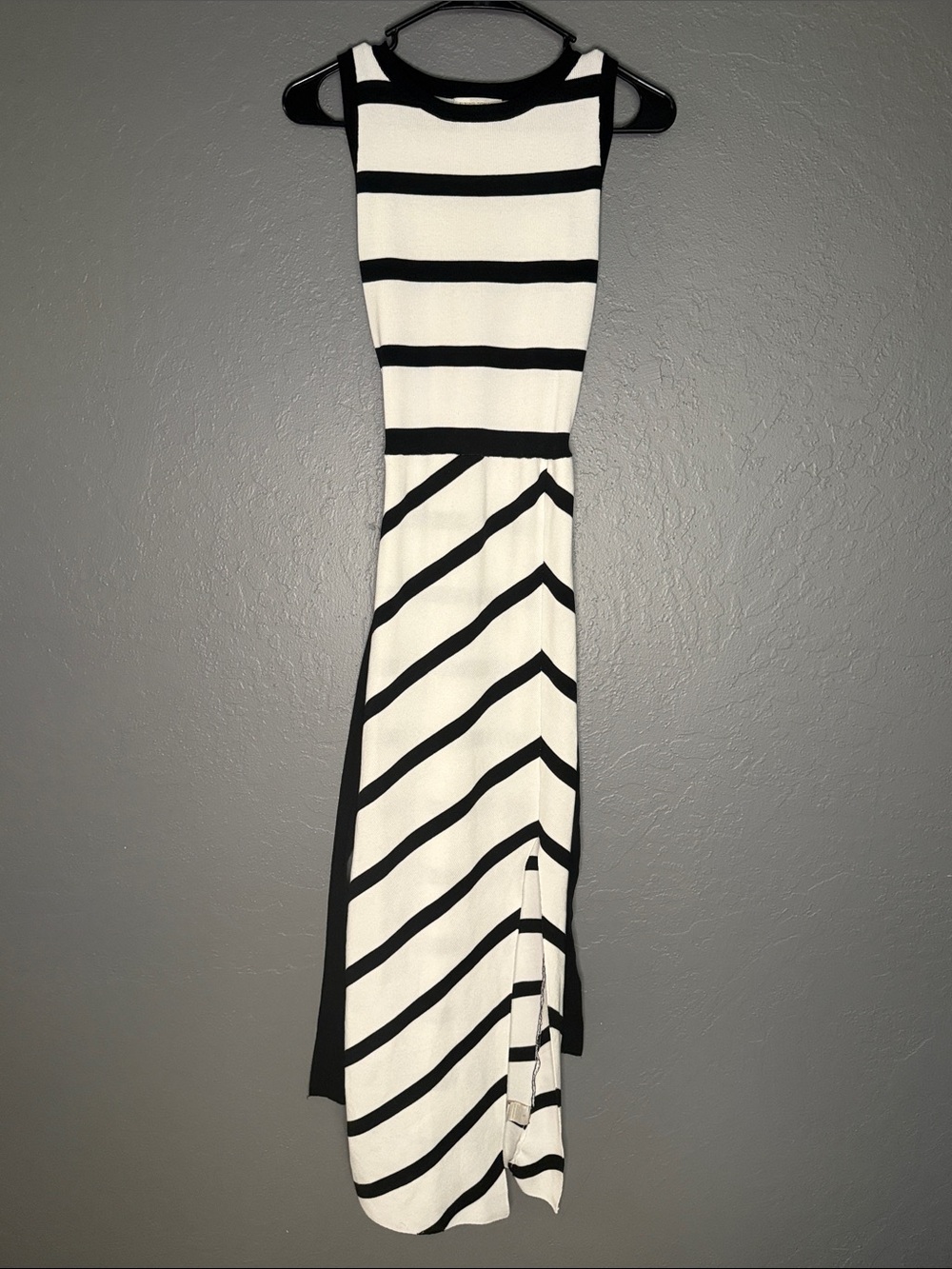 Flying Tomato Black and White Striped Sleeveless Maxi Dress